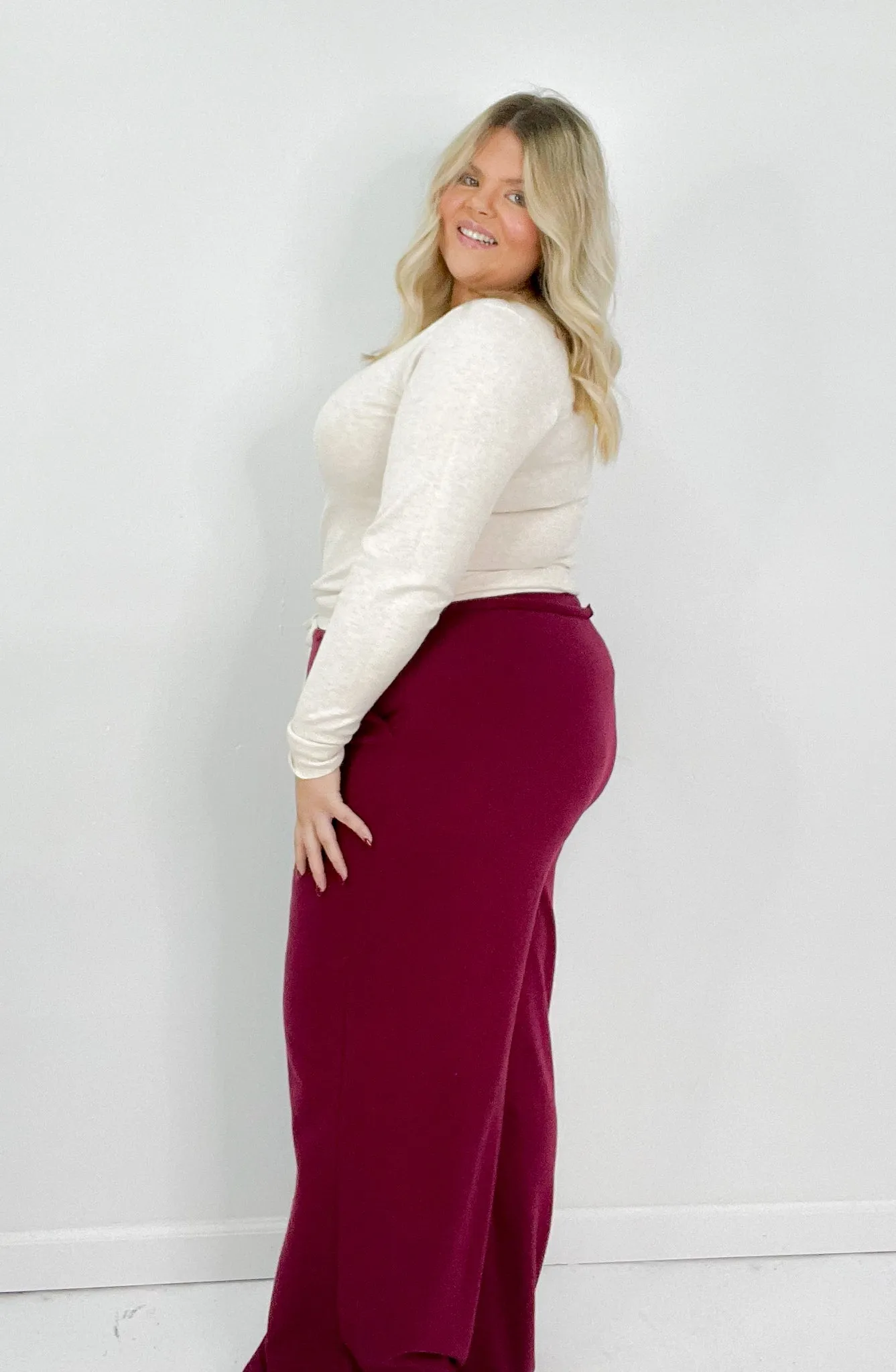 Raw Edge Drawstring Waist Curvy Joggers