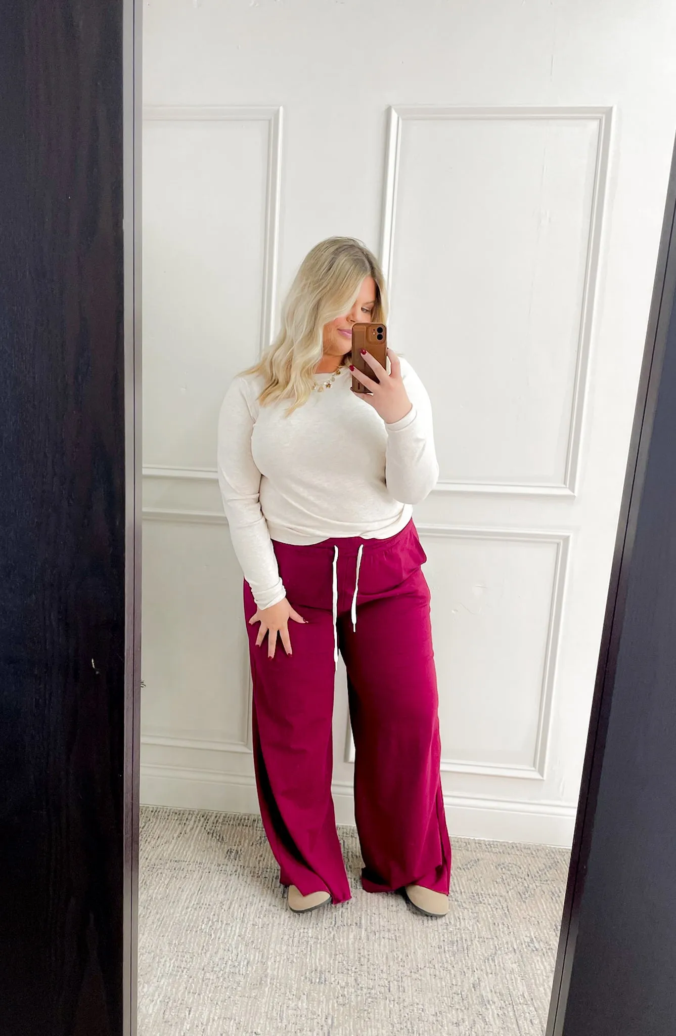 Raw Edge Drawstring Waist Curvy Joggers