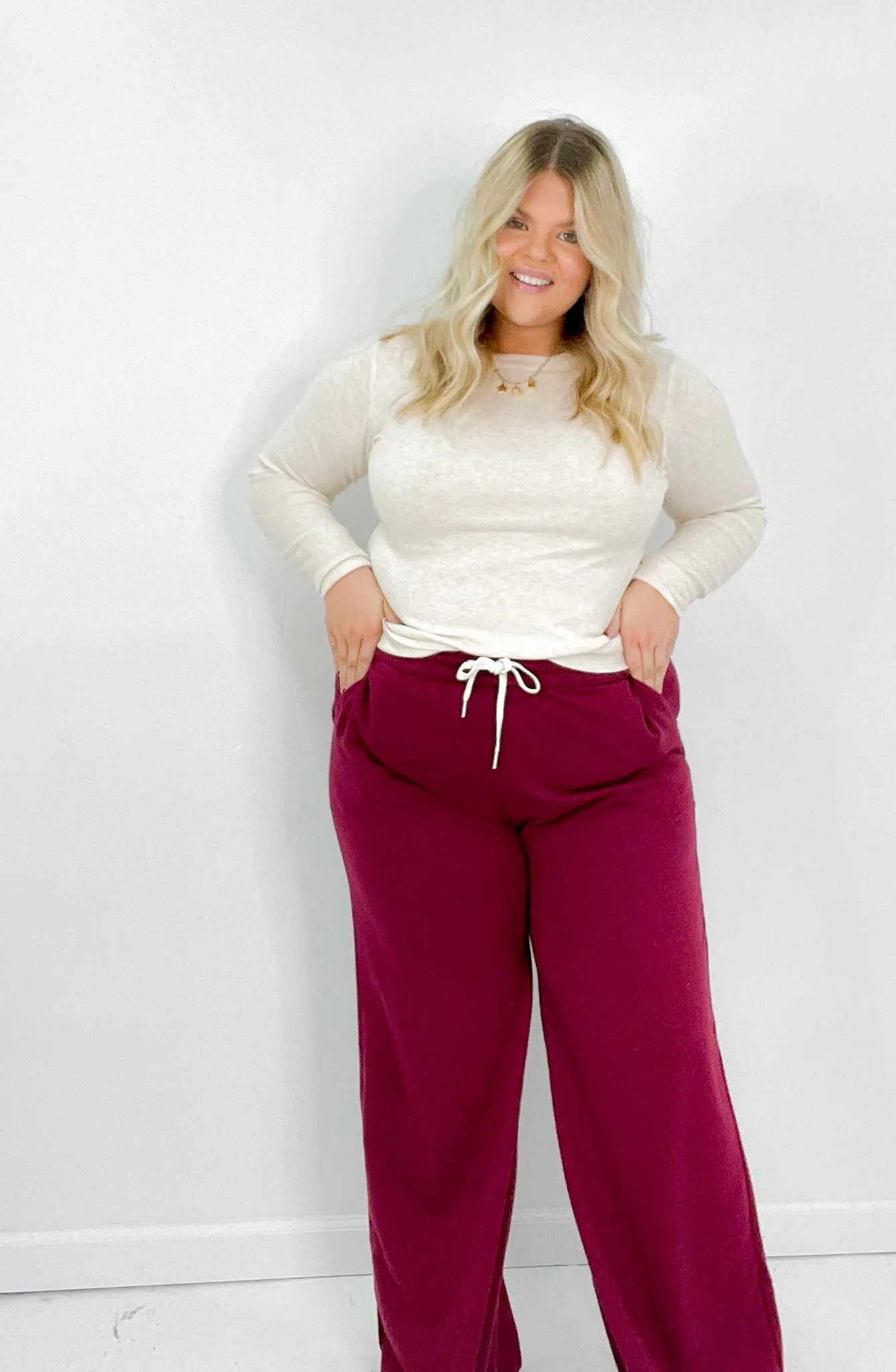 Raw Edge Drawstring Waist Curvy Joggers