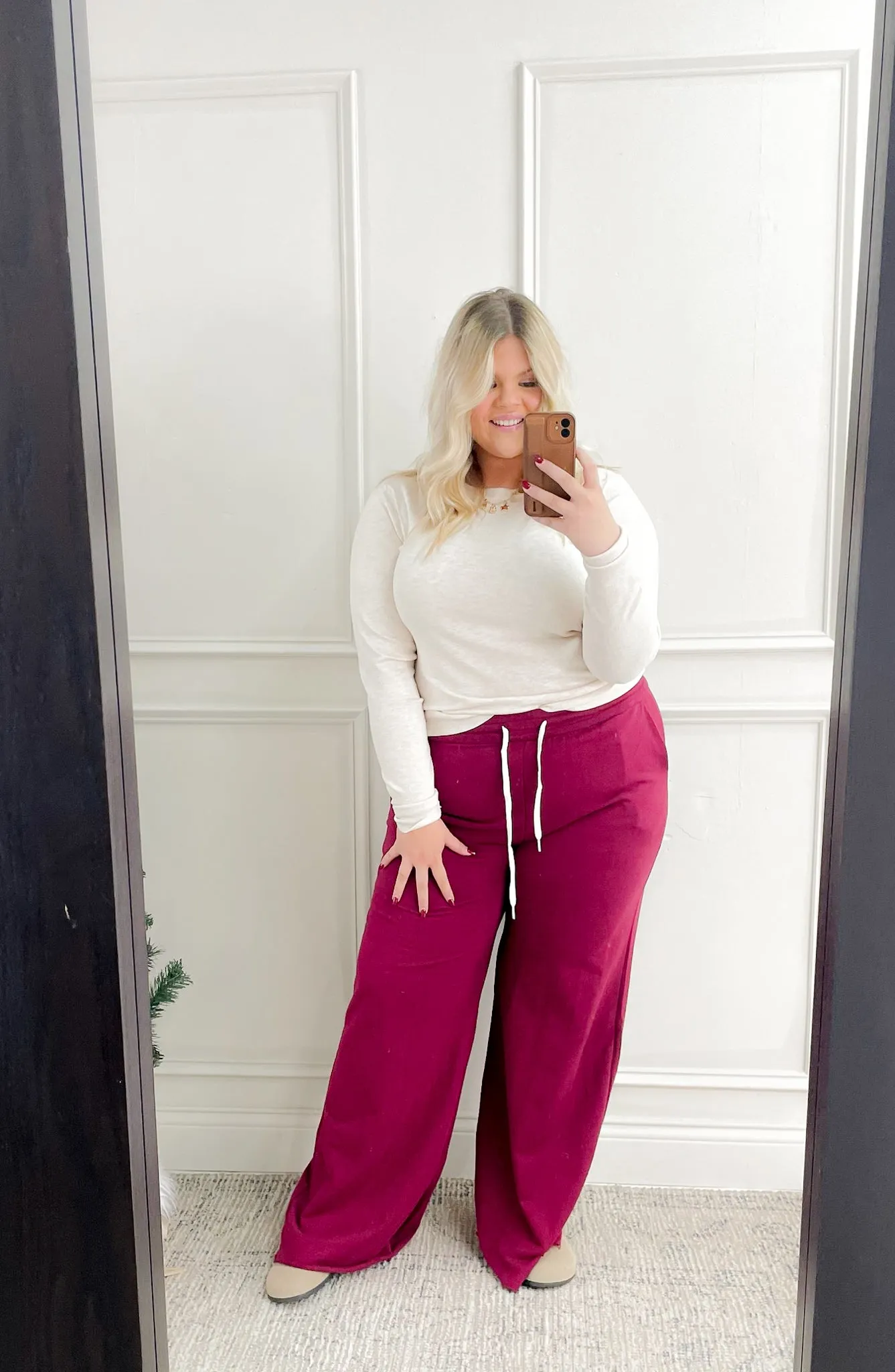 Raw Edge Drawstring Waist Curvy Joggers