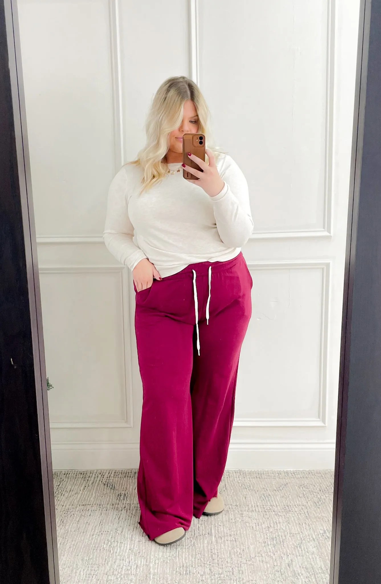 Raw Edge Drawstring Waist Curvy Joggers