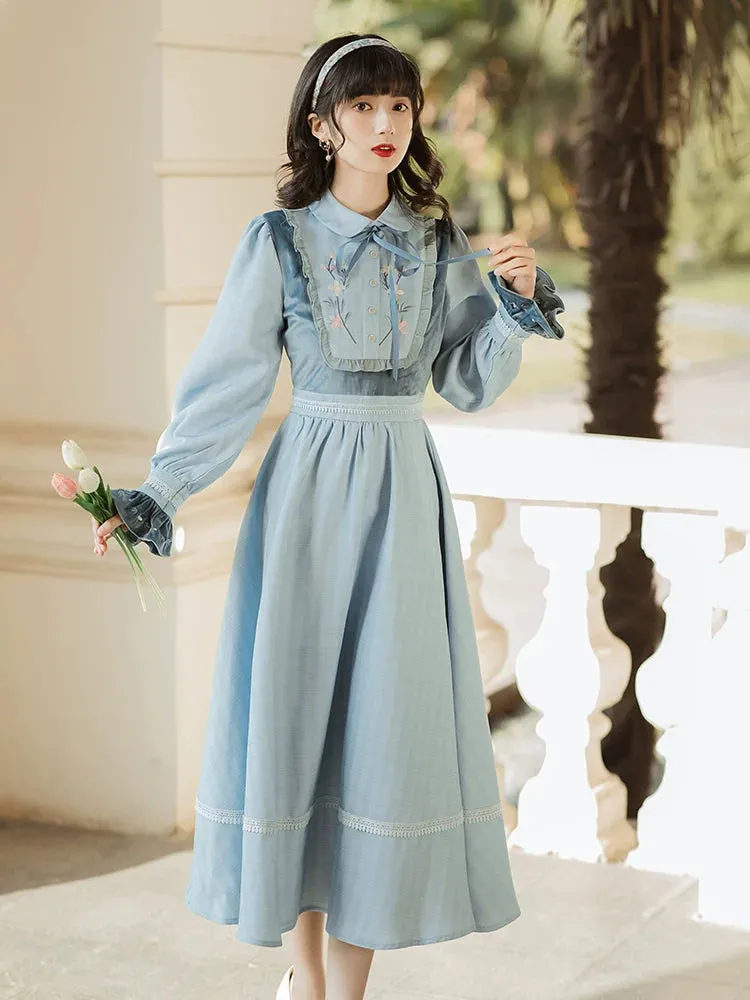 Retro Ice Blue Dress Ribbon