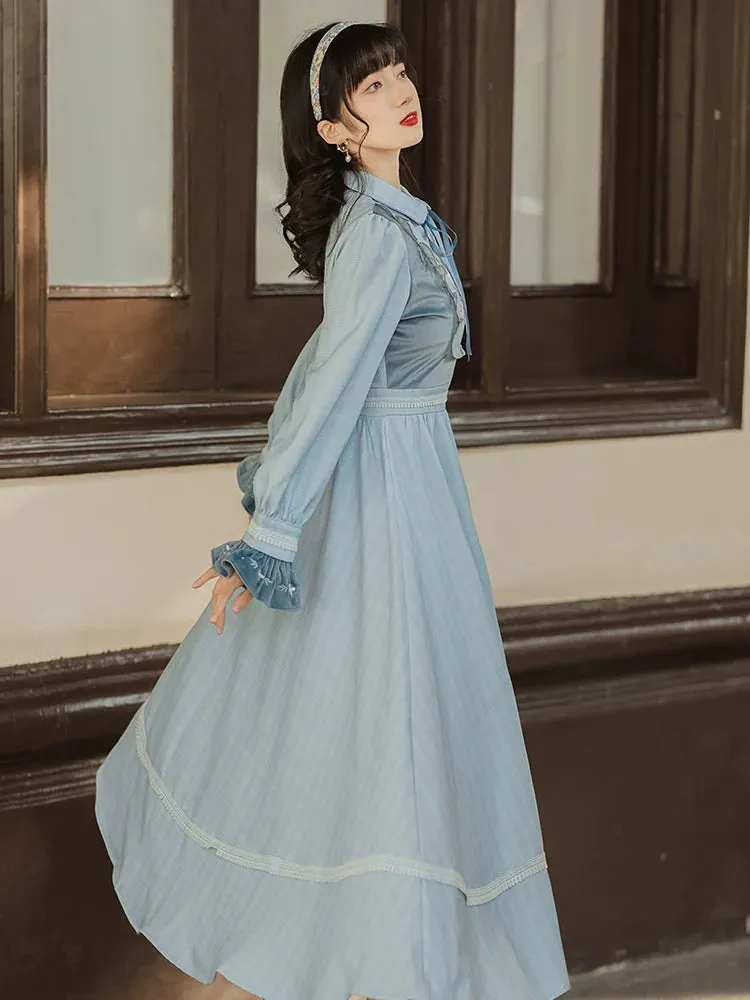 Retro Ice Blue Dress Ribbon