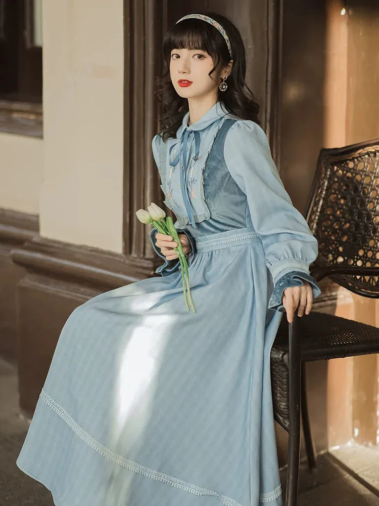Retro Ice Blue Dress Ribbon