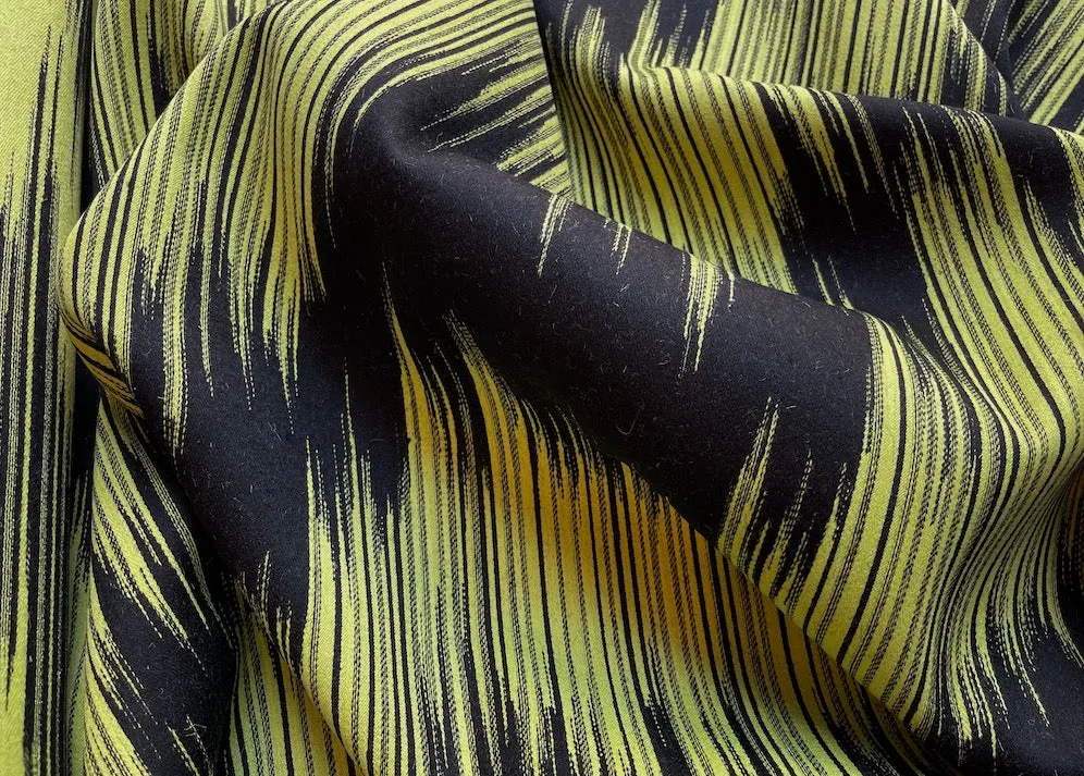 Reversible Bright Lemon Stalactites Wool Blend Melton Coating (Made in Italy)
