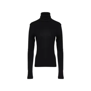 Rib Turtleneck in Black