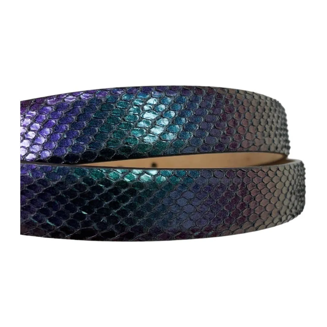 Roberto Cavalli Iridescent Snakeskin Belt Made in Italy 48/90