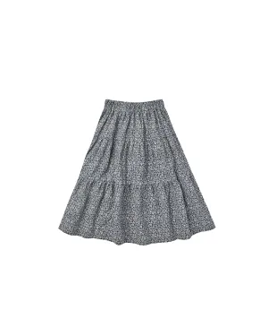 Rylee   Cru Tiered Midi Skirt | Blue Floral