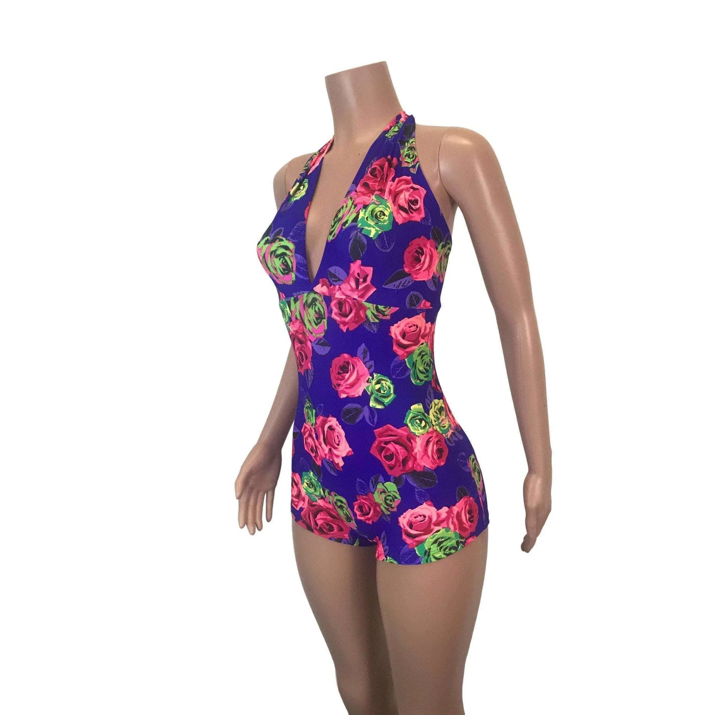 SALE - Halter Romper - Neon Rose
