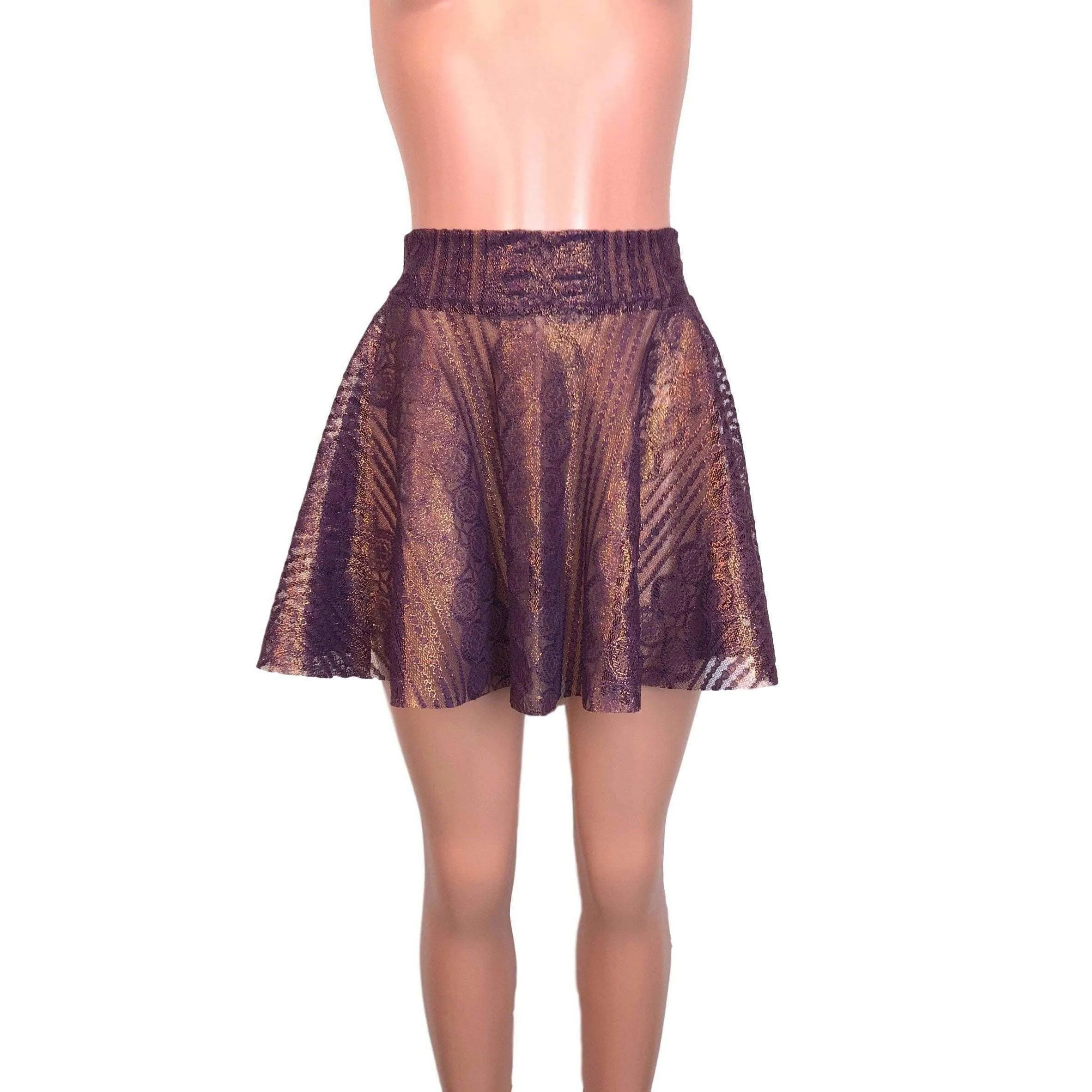SALE - Skater Skirt - Purple Metallic Lace