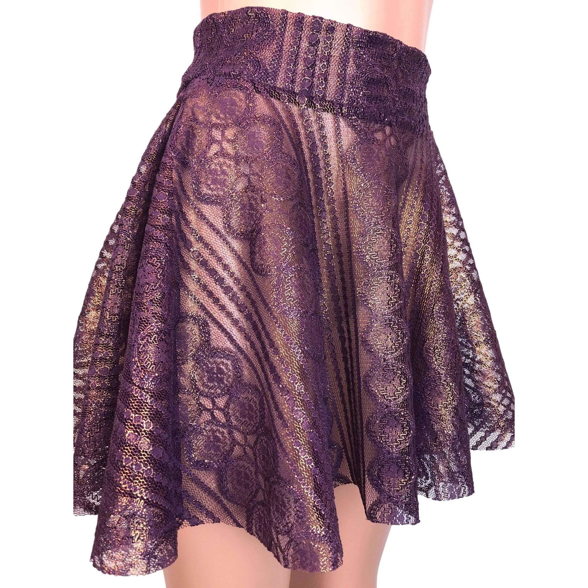 SALE - Skater Skirt - Purple Metallic Lace