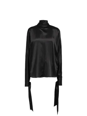 Satin Turtleneck Top