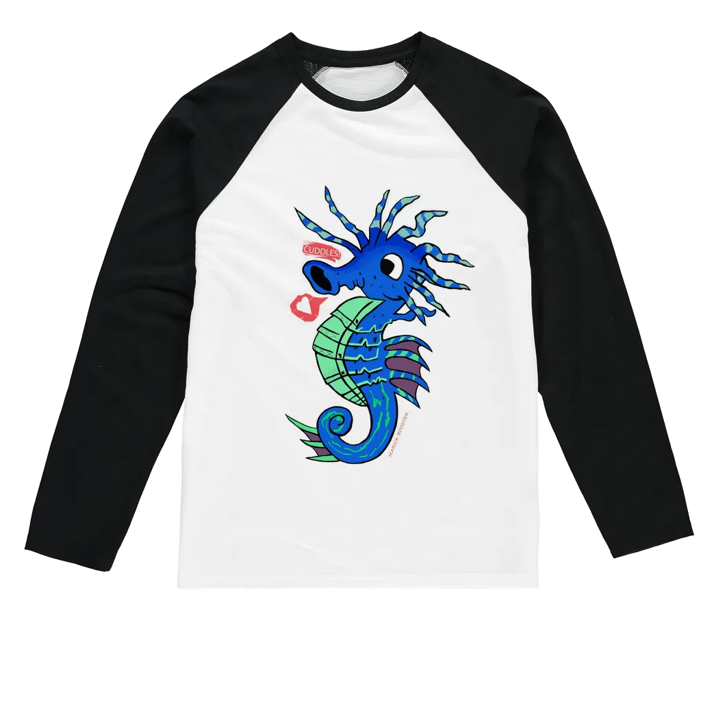 Scribblers the Seahorse Sublimation Baseball Long Sleeve T-Shirt