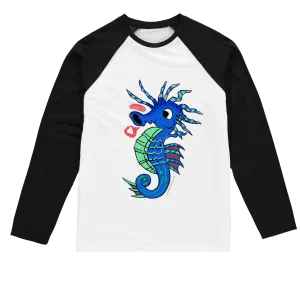 Scribblers the Seahorse Sublimation Baseball Long Sleeve T-Shirt