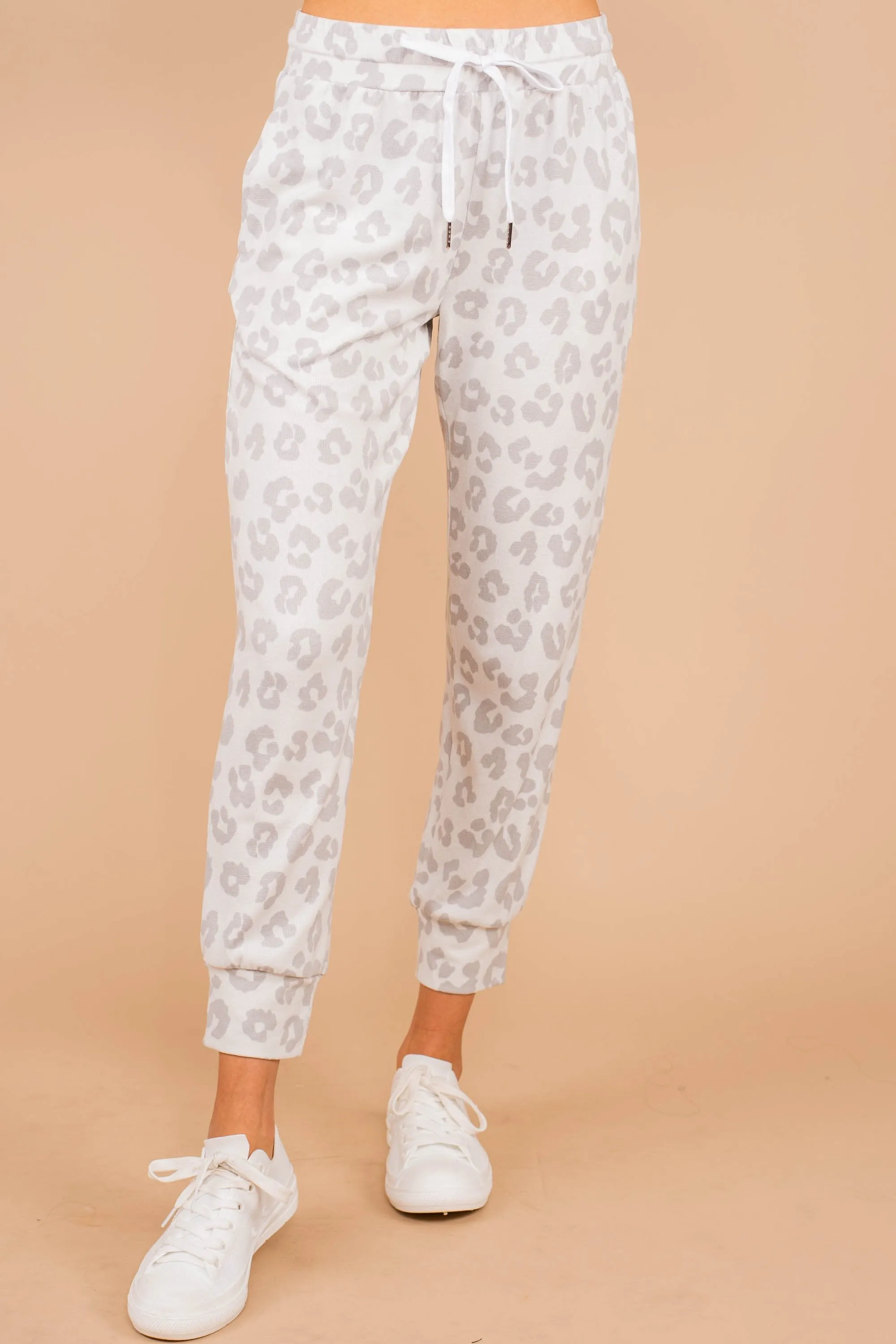 Set You Straight Gray Leopard Joggers