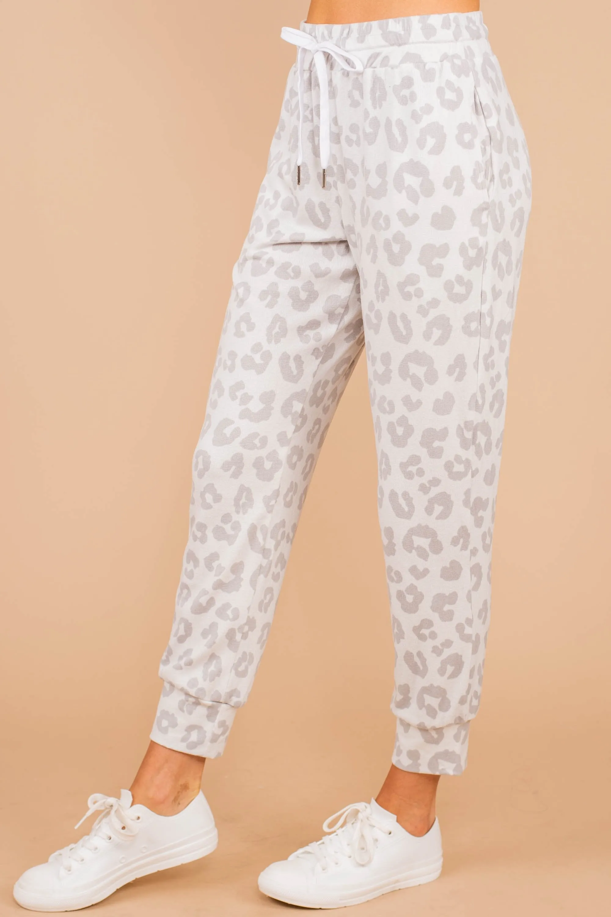 Set You Straight Gray Leopard Joggers