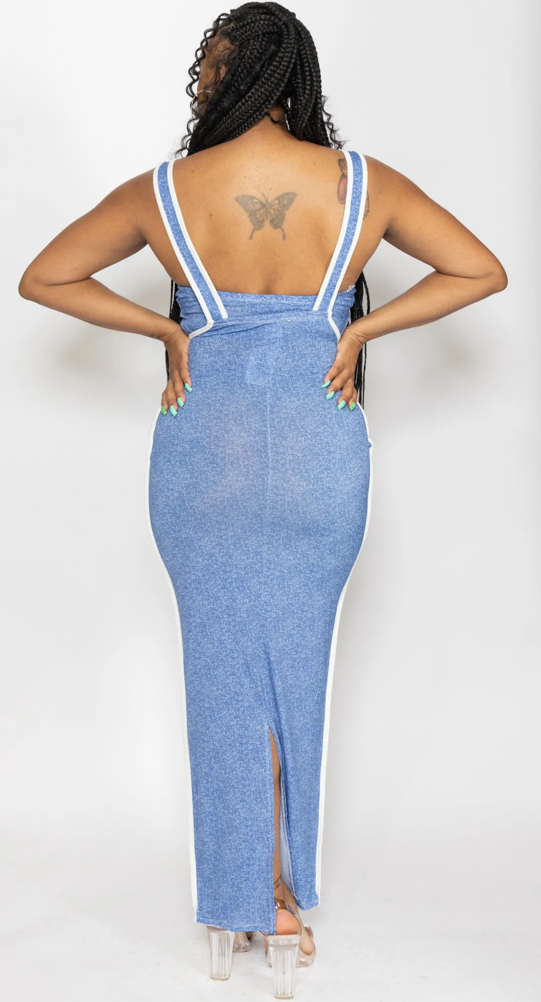 Showing Out Blue Overall Dress