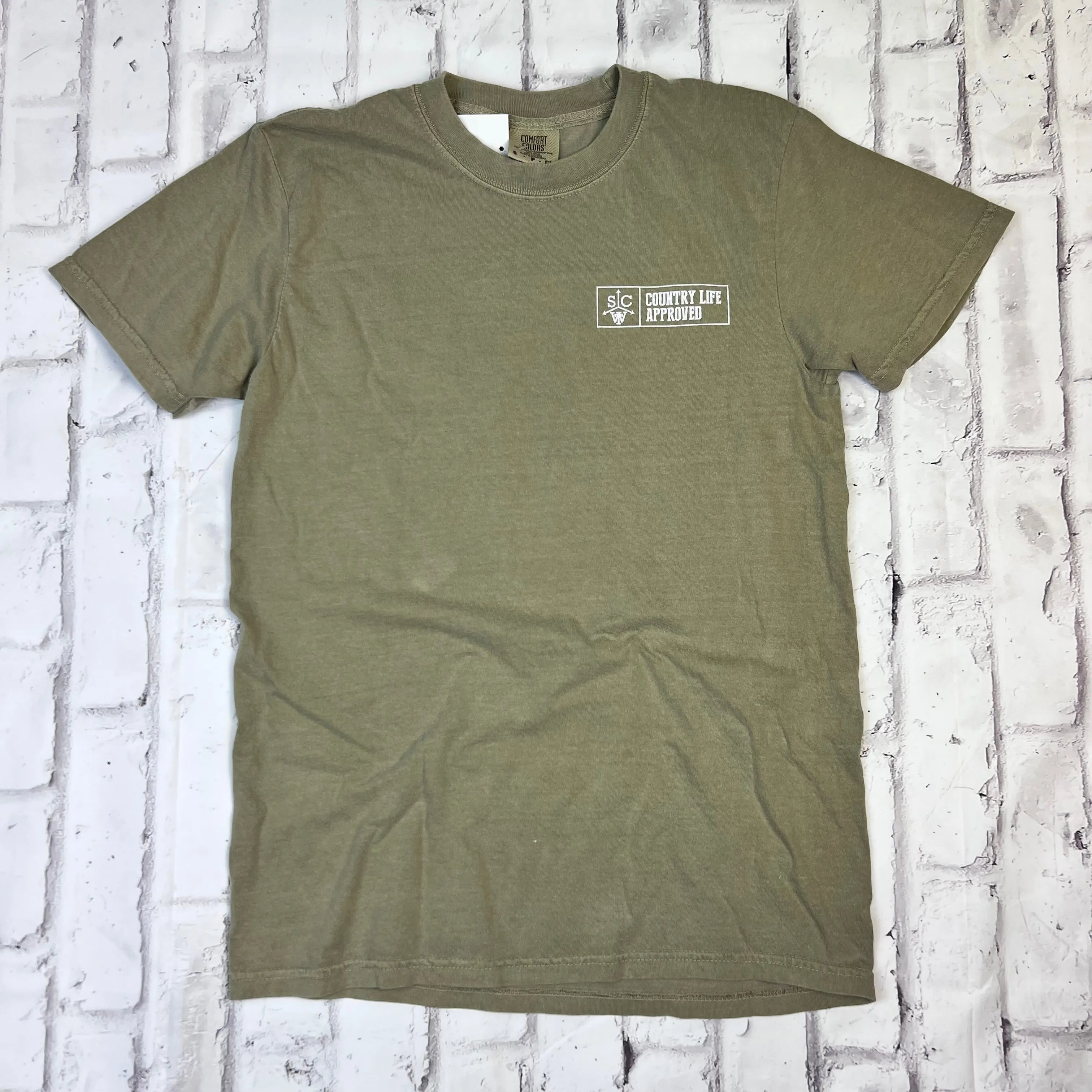 Southern Charm "Cartoon Deer" Short Sleeve T-shirt - Military