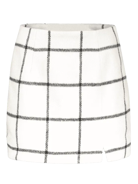 Stunning Slit Checked Mini Skirt