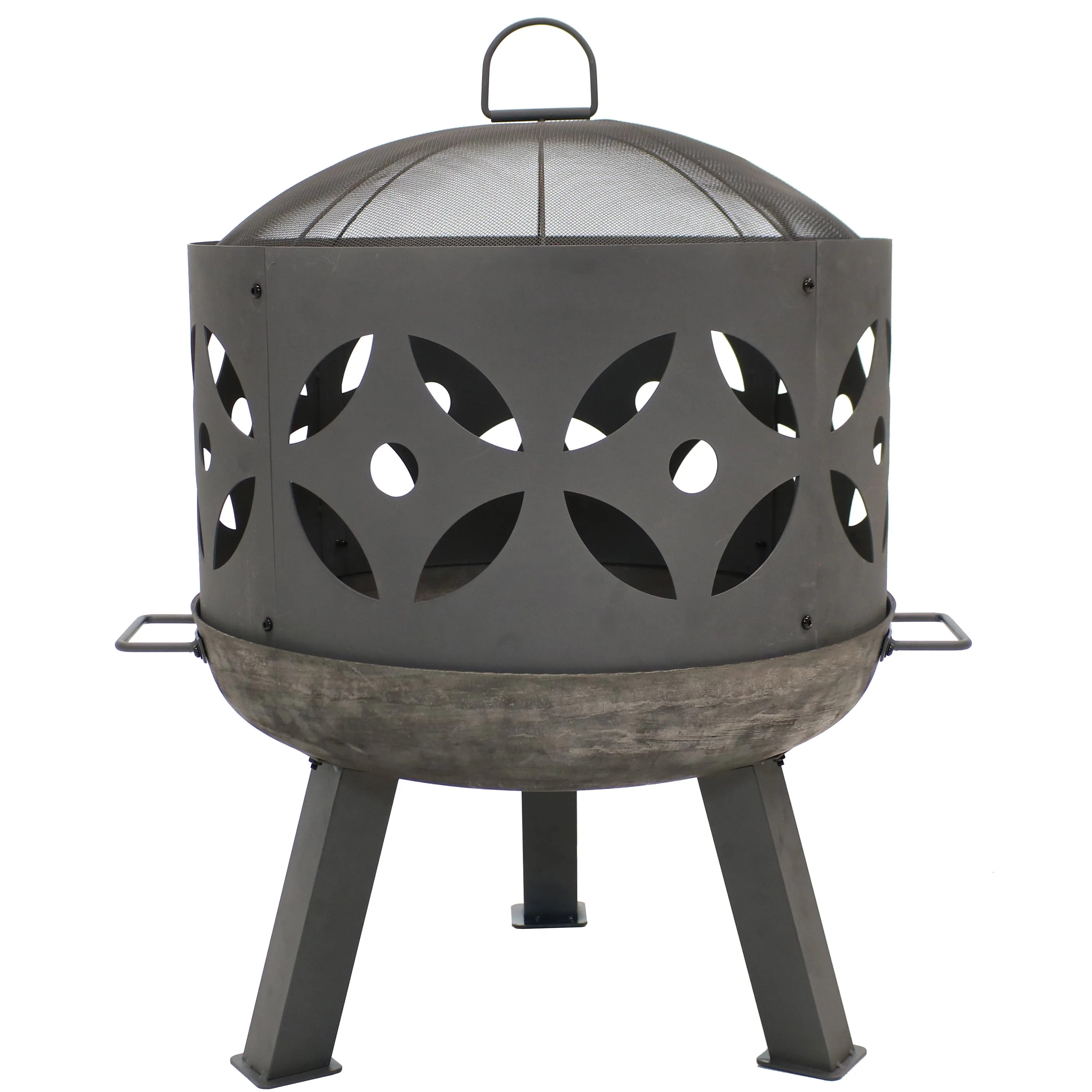 Sunnydaze 26" Retro Fireplace Cast Iron Fire Pit with Spark Screen