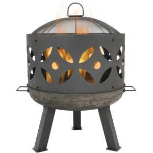 Sunnydaze 26" Retro Fireplace Cast Iron Fire Pit with Spark Screen