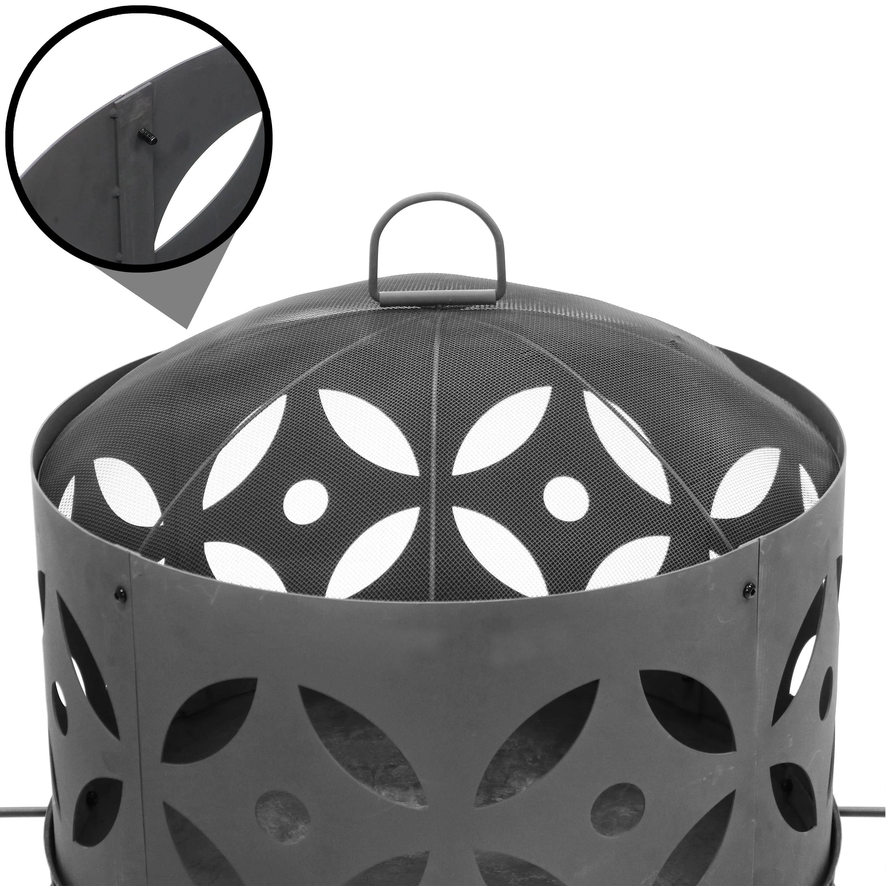 Sunnydaze 26" Retro Fireplace Cast Iron Fire Pit with Spark Screen