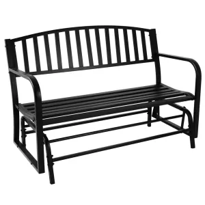 Sunnydaze 50" Black Steel Outdoor Patio Glider Bench