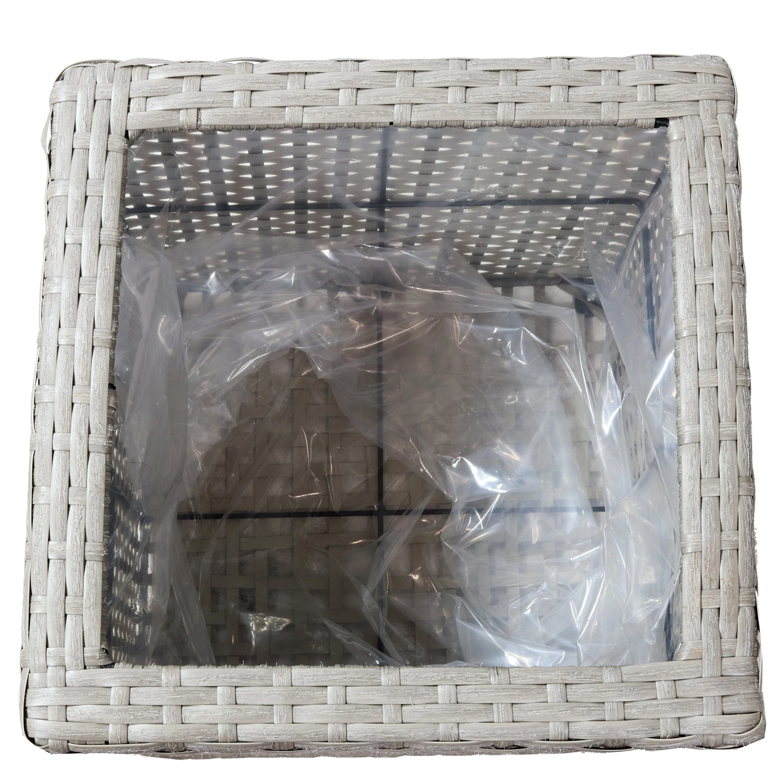 Sunnydaze Polyrattan Square Indoor Planters - 1 Large/1 Small Planter