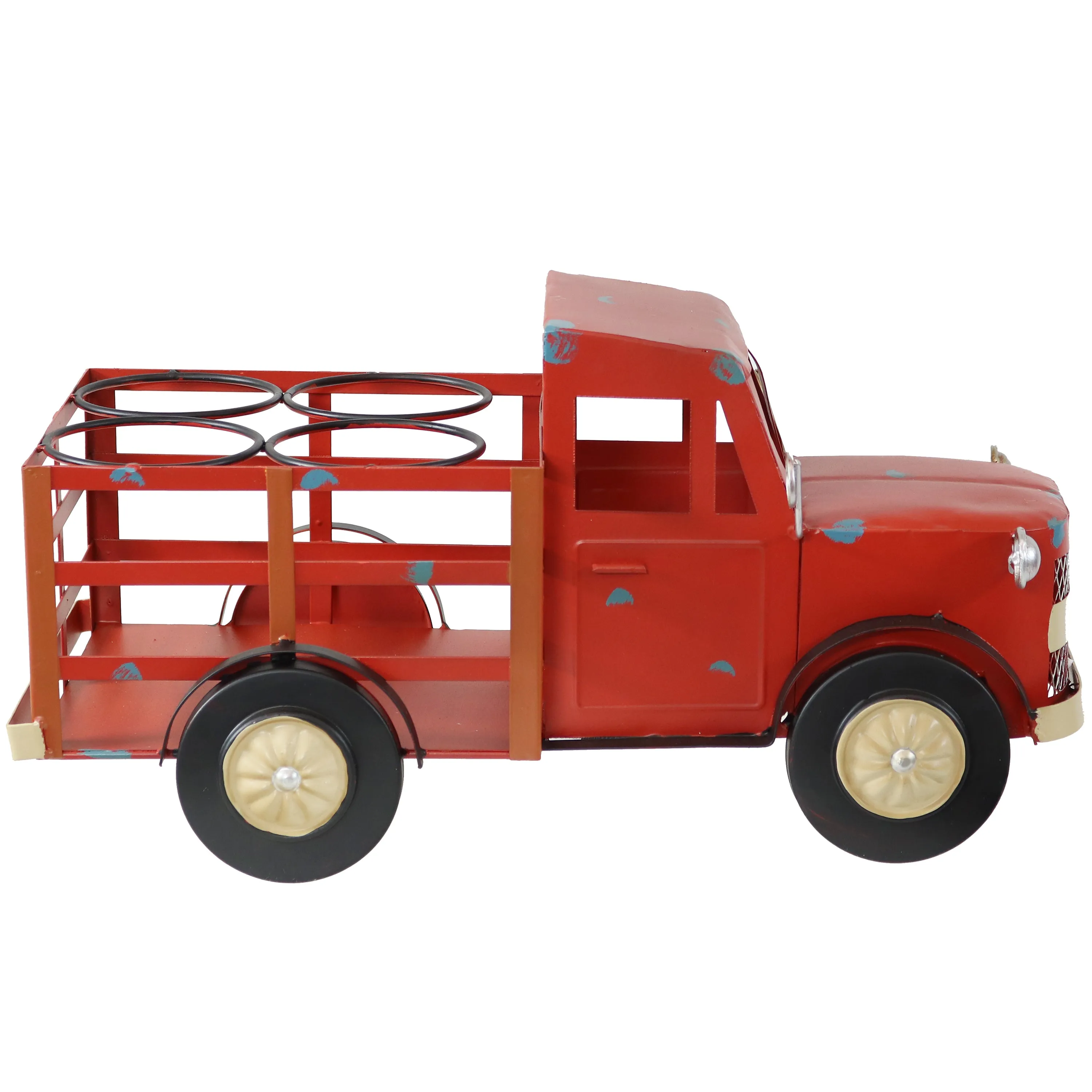 Sunnydaze Rustic Red Truck Metal Wine Rack