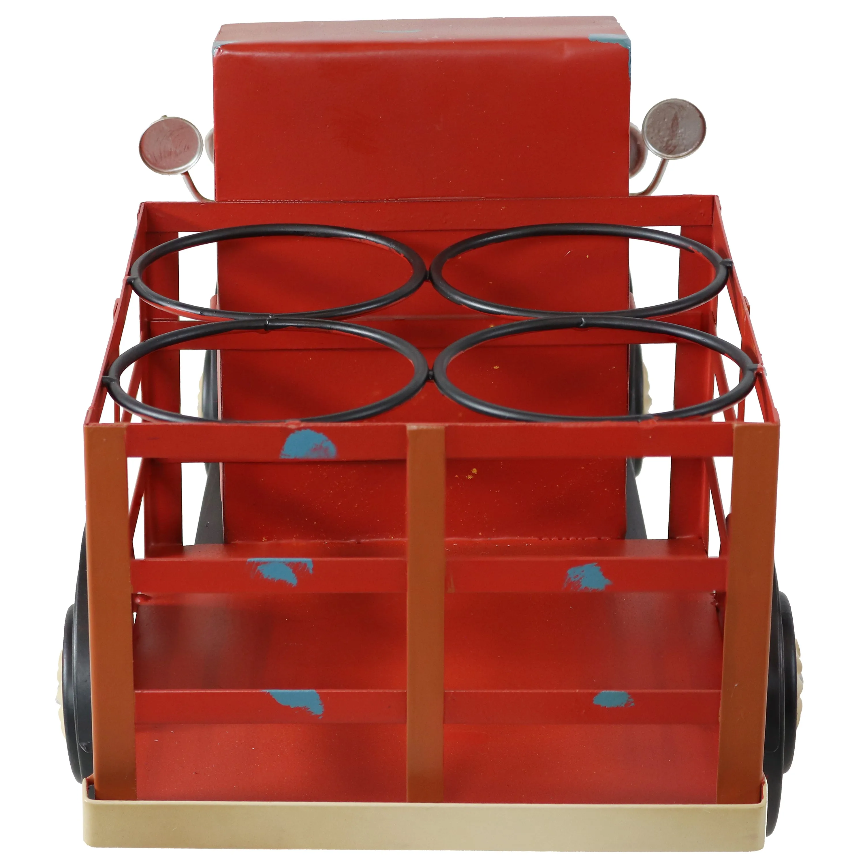Sunnydaze Rustic Red Truck Metal Wine Rack