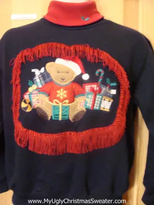 Tacky Christmas Sweatshirt Happy Santa Bear