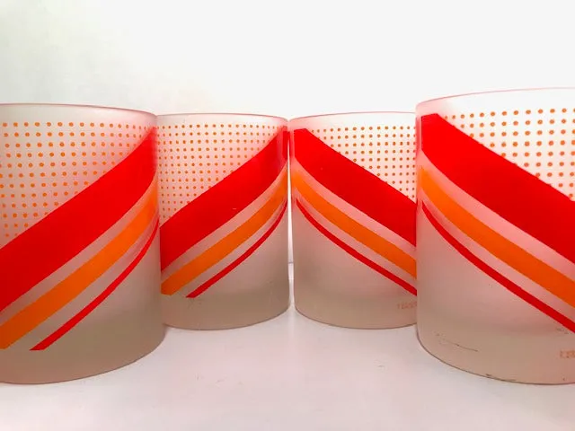 Tastesetter Signed Retro Orange and Red Double Old Fashion Glasses (Set of 6)
