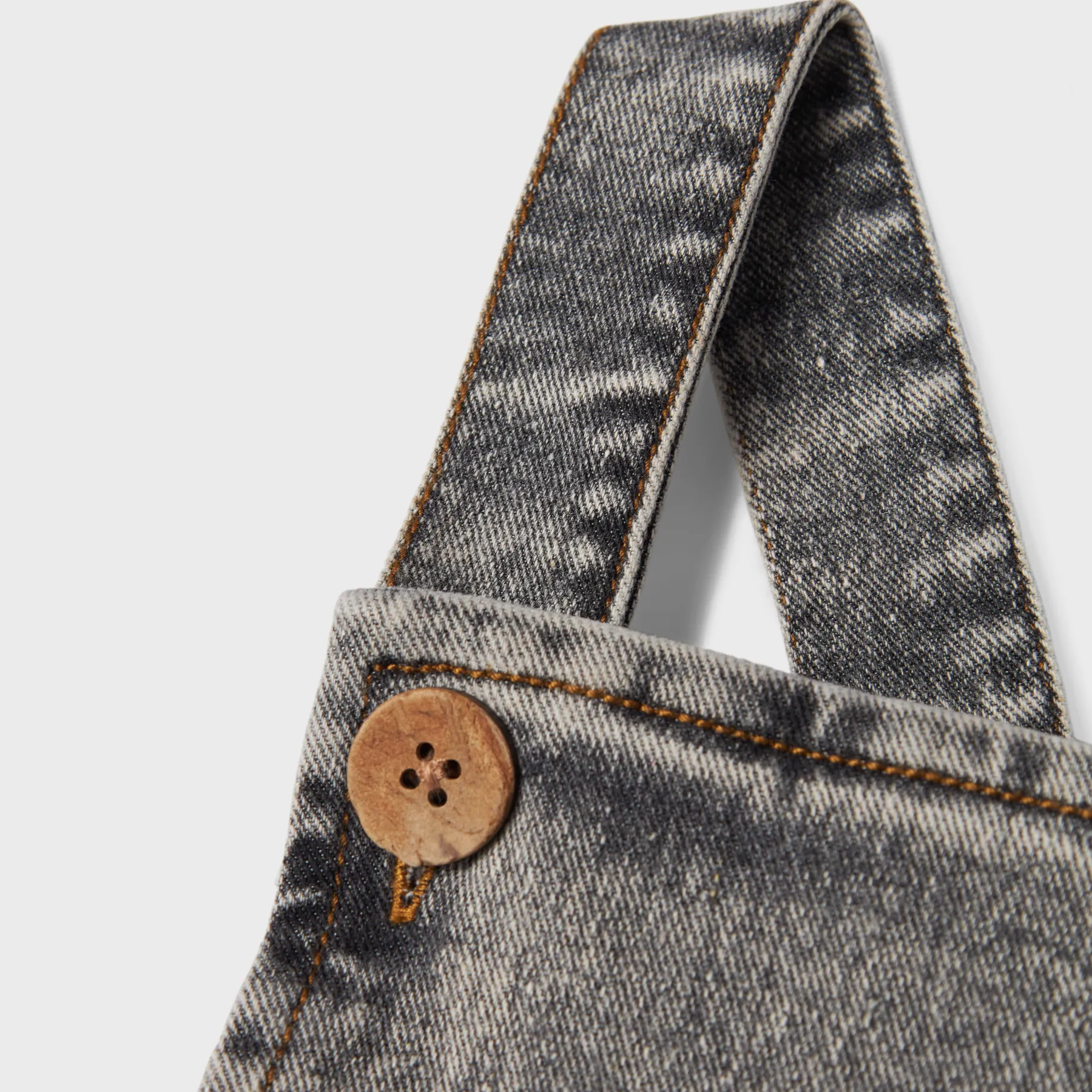 Tems Loose Denim Overall - Light Grey Denim