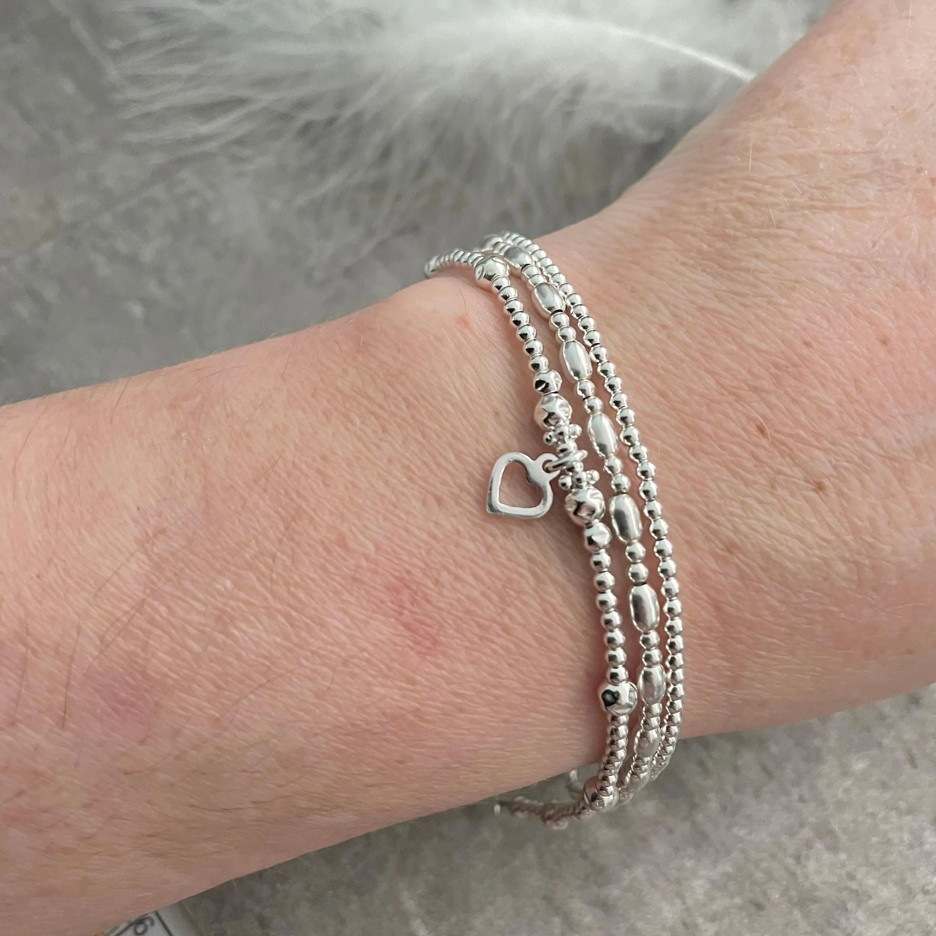 Three Layering Bracelets, Sterling Silver Bracelet Set