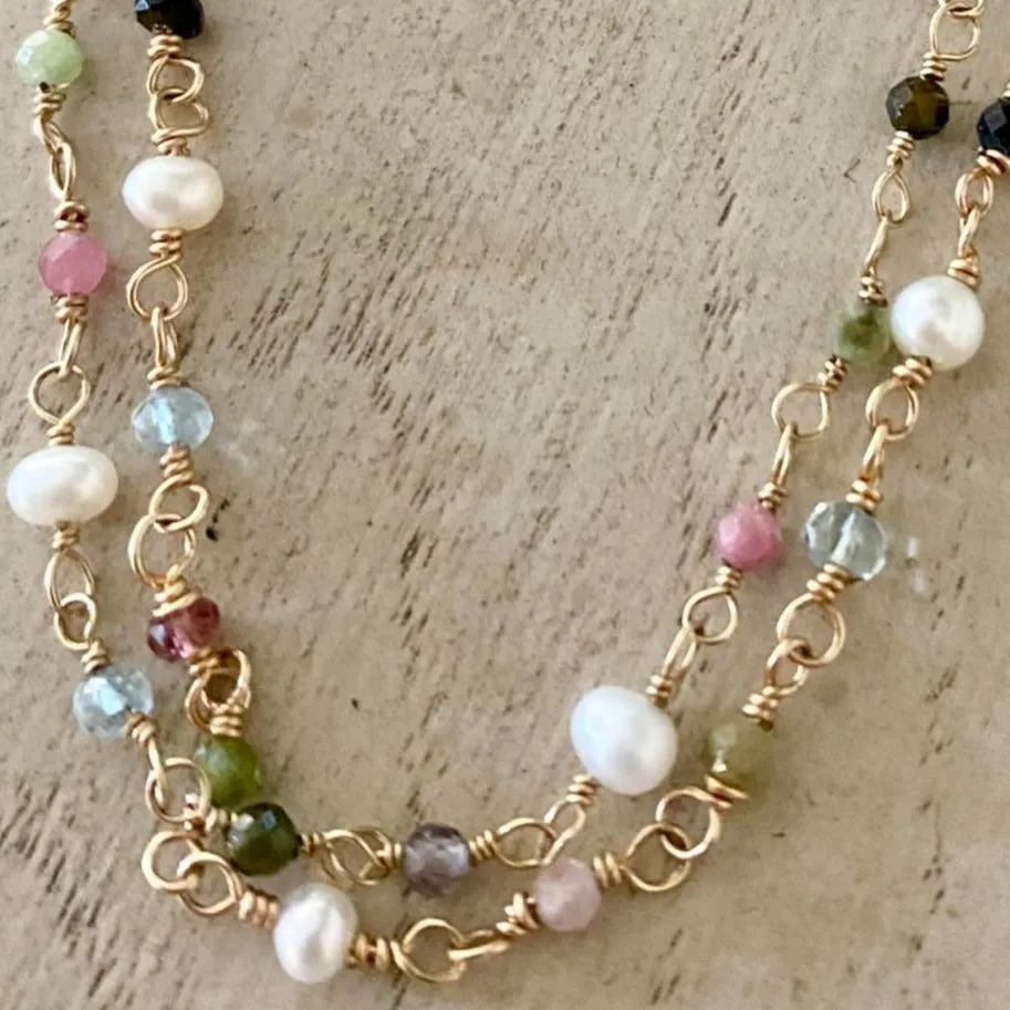 Tiny Gemstone Mix Necklace - Mirabelle
