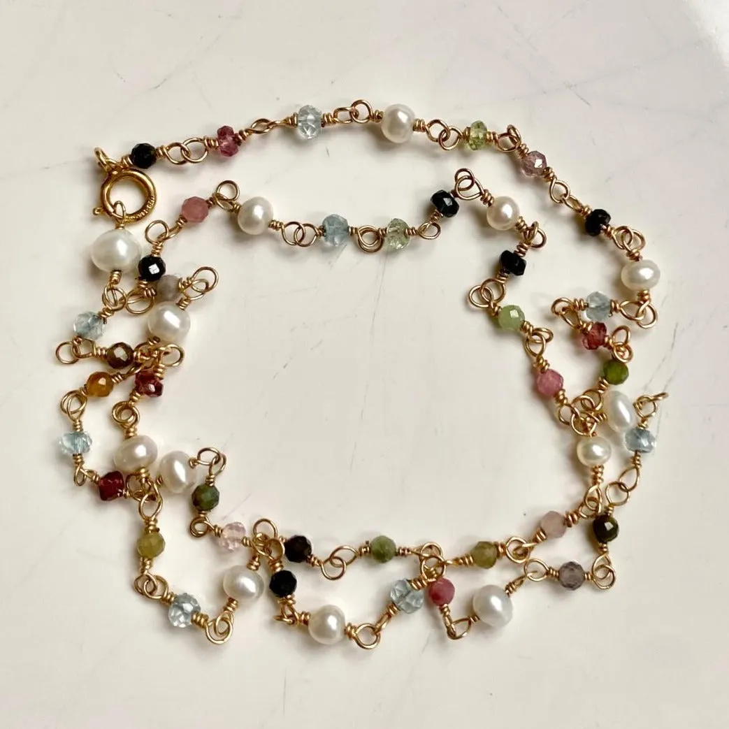 Tiny Gemstone Mix Necklace - Mirabelle