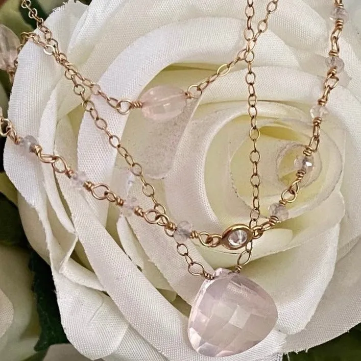 Tiny Rose Quartz Beads Choker