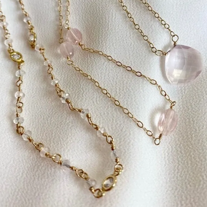 Tiny Rose Quartz Beads Choker