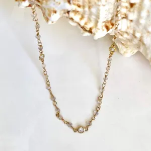 Tiny Rose Quartz Beads Choker
