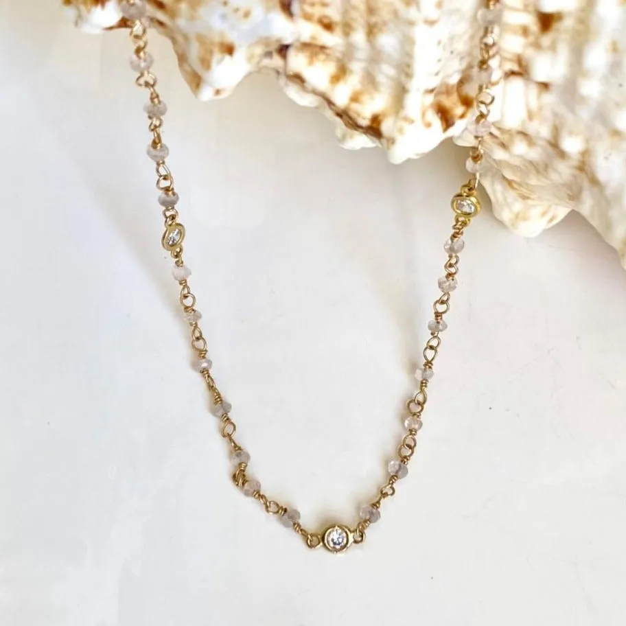 Tiny Rose Quartz Beads Choker