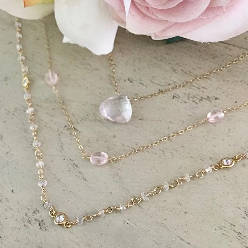 Tiny Rose Quartz Beads Choker