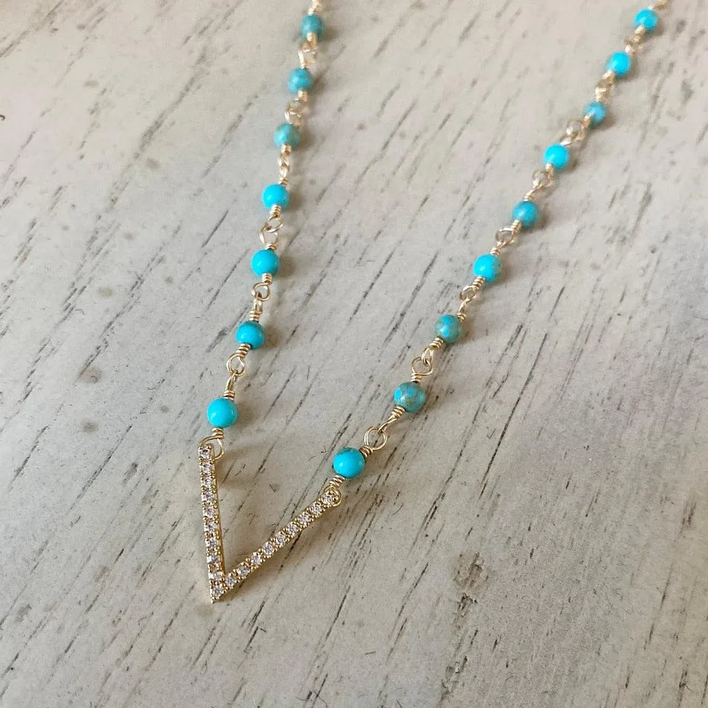 Turquoise Necklace with CZ Connector
