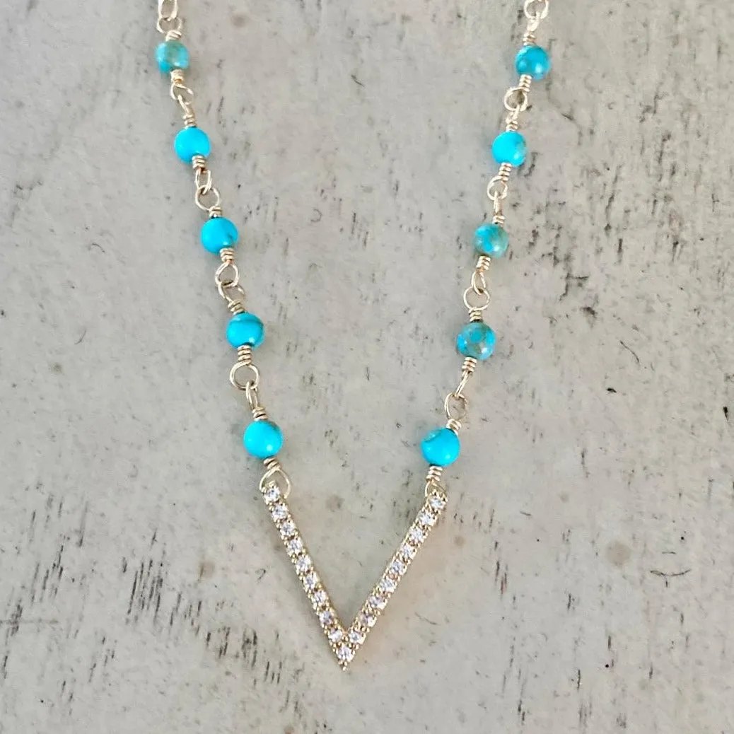 Turquoise Necklace with CZ Connector