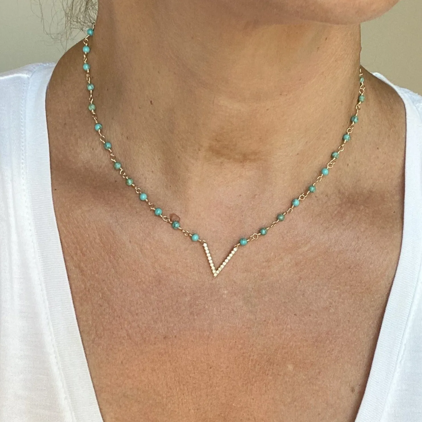 Turquoise Necklace with CZ Connector