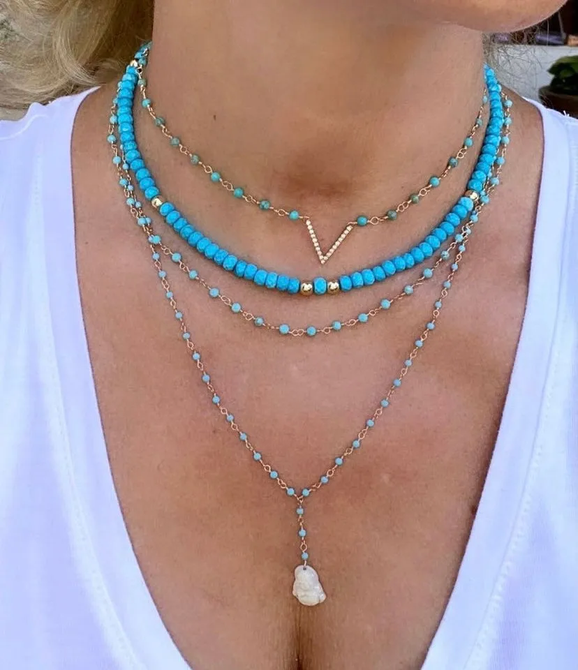 Turquoise Necklace with CZ Connector