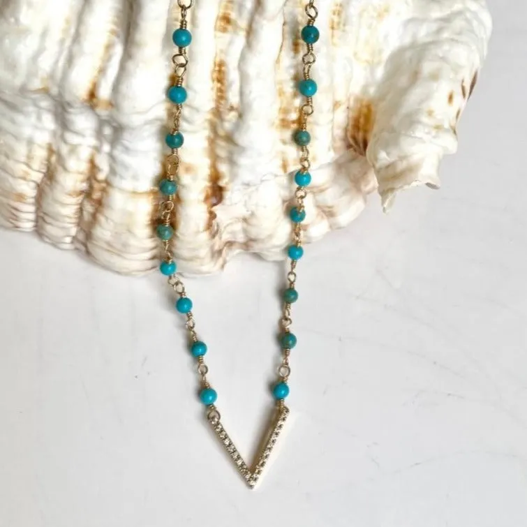 Turquoise Necklace with CZ Connector