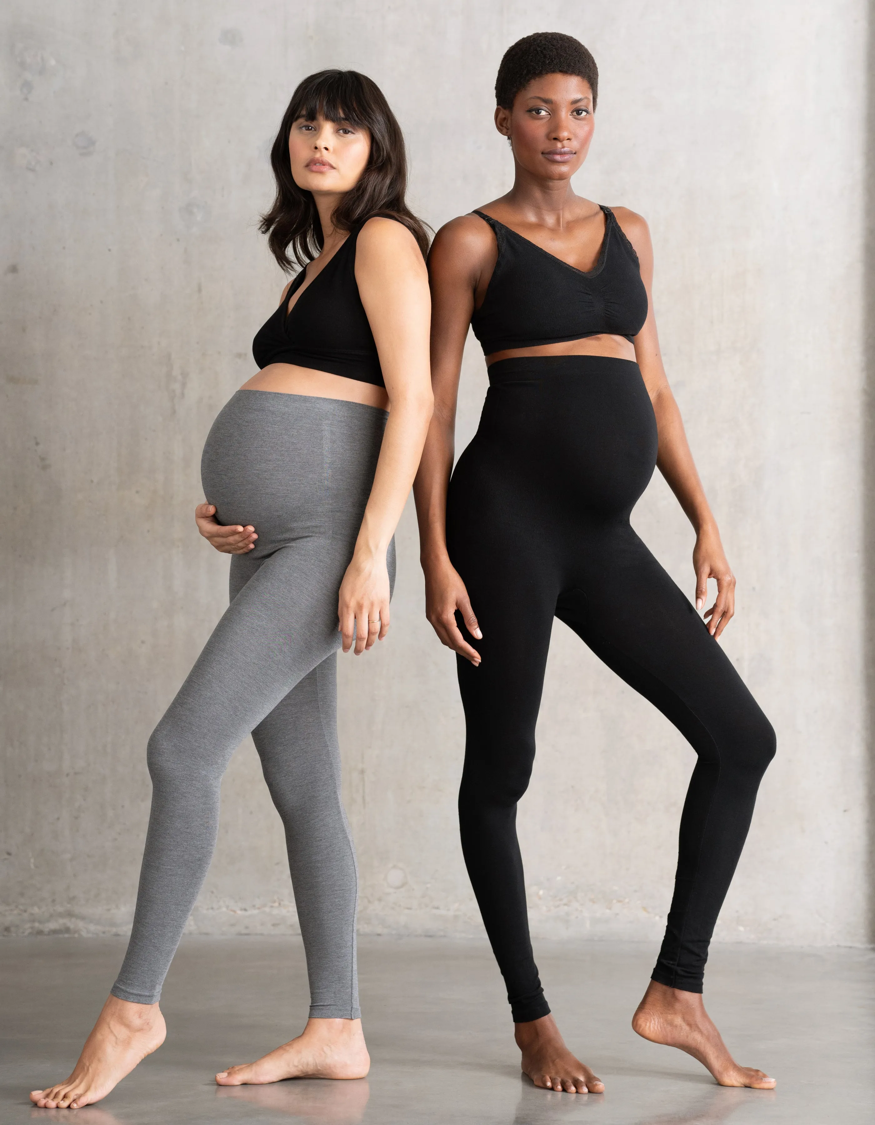 Twin Pack Bamboo Maternity Leggings – Black   Grey