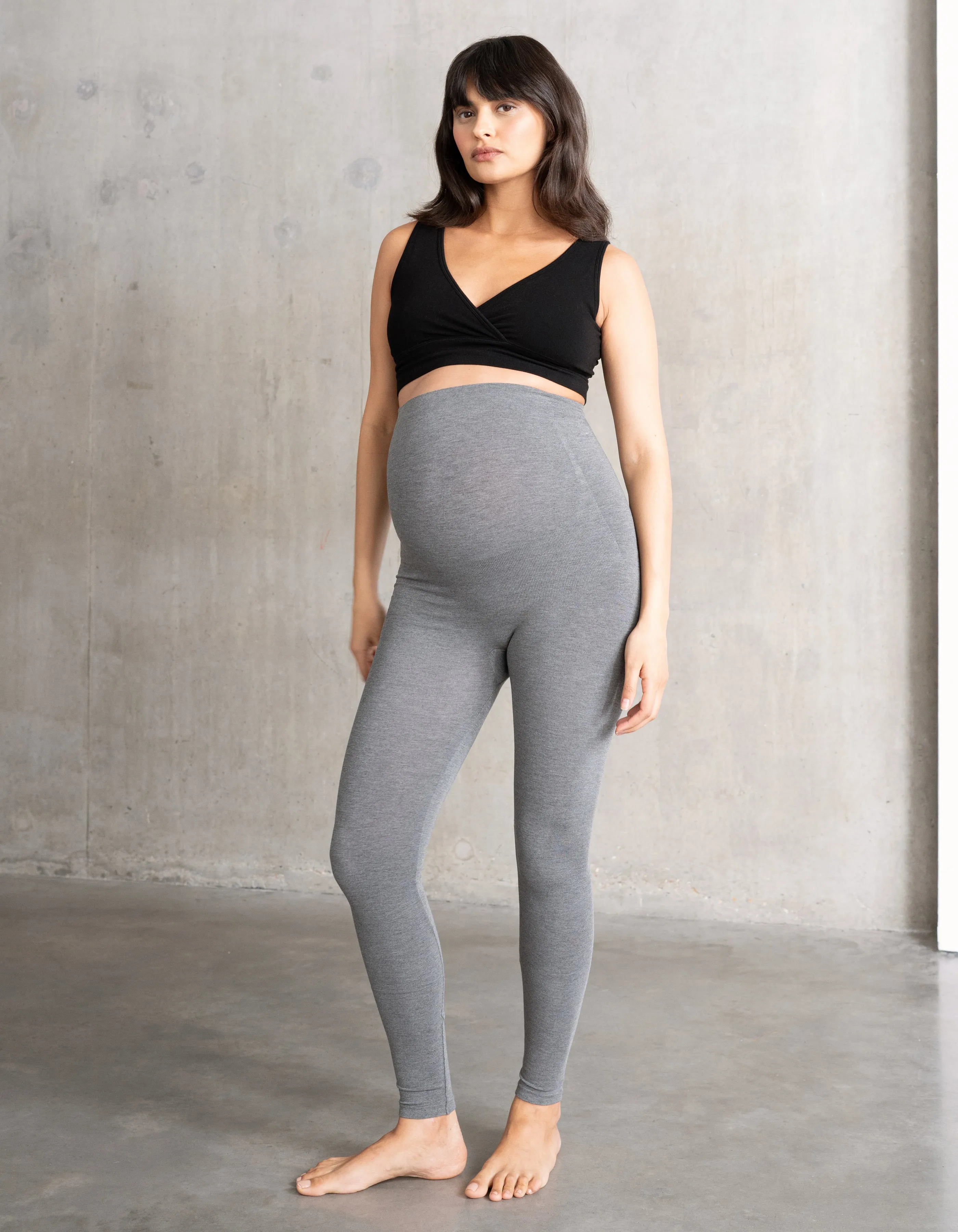 Twin Pack Bamboo Maternity Leggings – Black   Grey