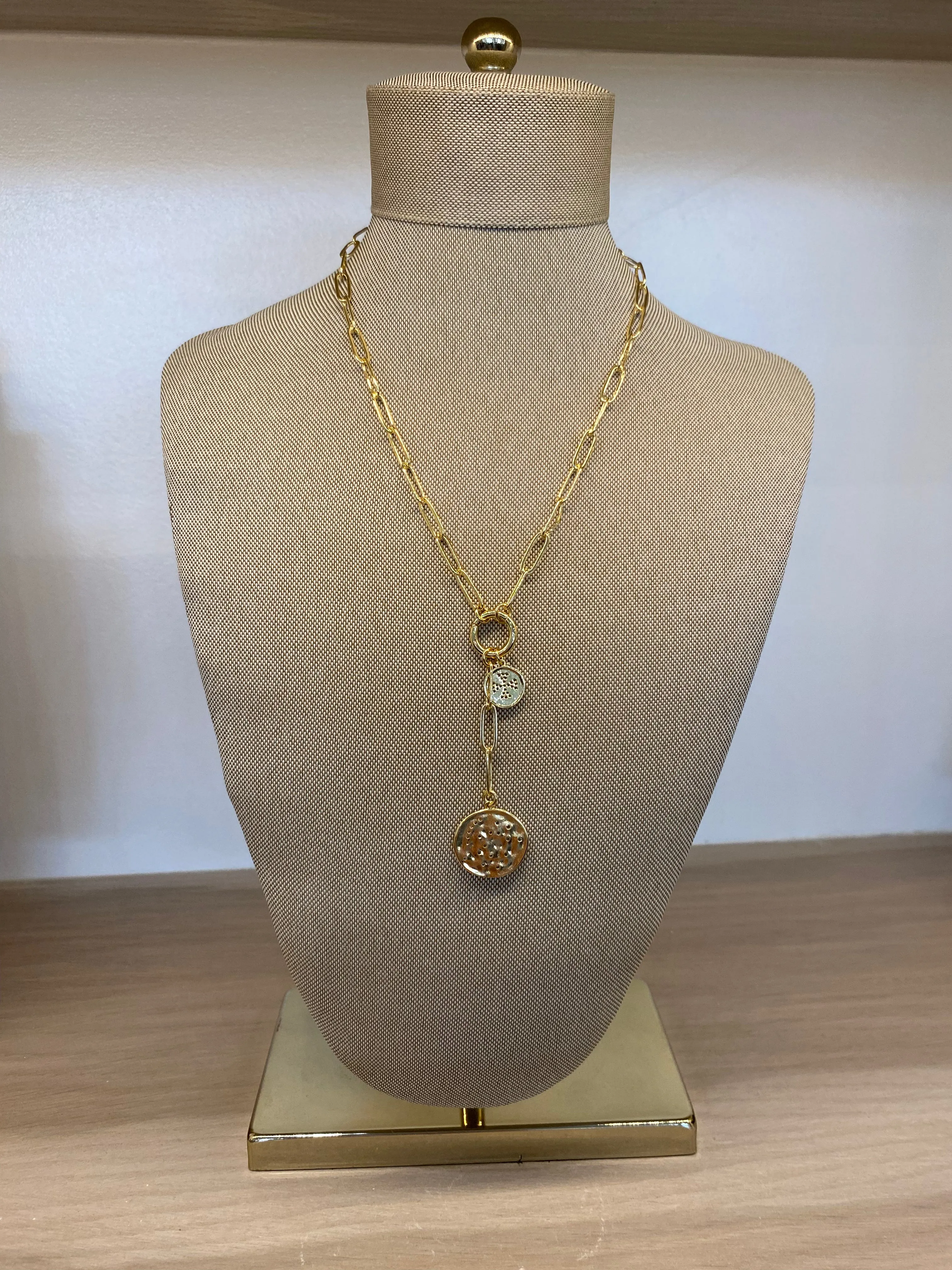 Two Coin Paperclip Necklace