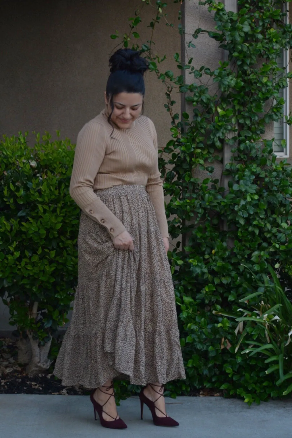 Victoria Camel Ribbed Turtleneck